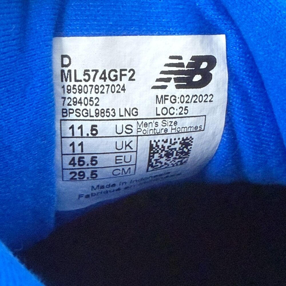 New Balance 574 Aurora Nights Suede Sneakers Mens 11.5 Black Blue Green Low Top - Picture 5 of 7